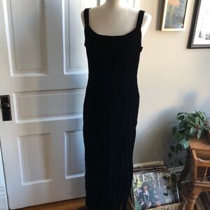 Vintage Alex Evenings Velvet Square Neck Sleeveless Tank Fitted Dress Gown